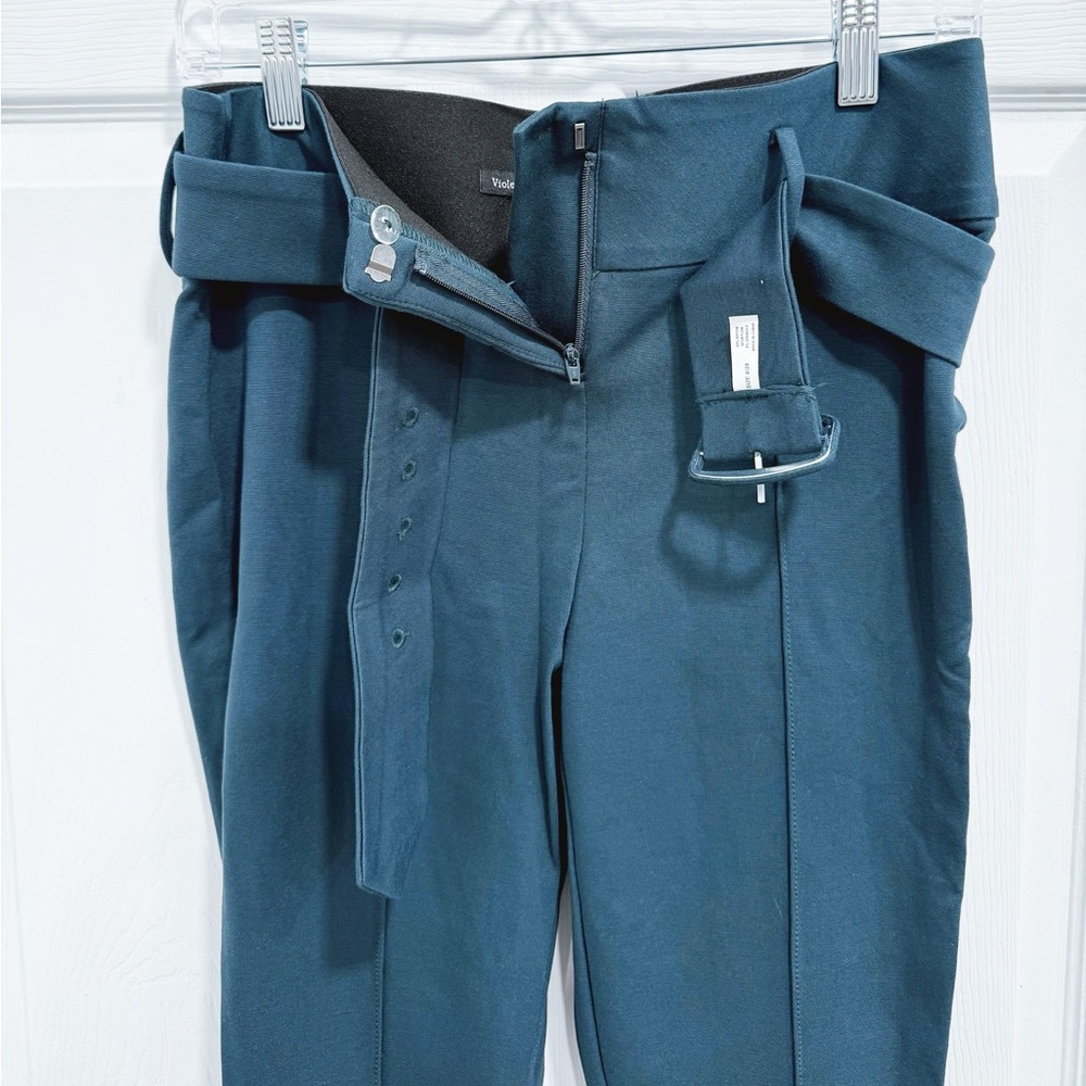 Violets & Roses Green Slim Fit Belted Pants – Size 6/28 - Picture 4 of 9